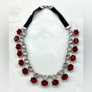 Vintage Avon Red and Clear Crystal Bib Necklace